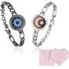 TOTWOO Bracciali per Coppie con Collegamento Bluetooth Uno a Uno tramite App, Luci e Vibrazione al Tocco - Regalo Romantico per Relazioni a Distanza, in Acciaio Inossidabile 316