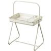 Baroni Tavolino da salotto o cucina in ferro bianco avorio con portabibite, Tavolino Leggero Portabile 46X35X69 cm