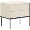 Selsey Comodino Camera da Letto 56 cm Superficie Color Crema in Truciolare Laminato Gambe in Metallo Nero Push-to-Open Ampie Cassettiere Moderno Design Prodotto in Polonia