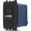 MAPAM DOPPIA PRESA CARICABATTERIA USB A E C 5V 2,4A SEIRE SUN VIMAR ARKE' NERA SUN-N-MAPSUN-F933NE