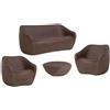 SLIDE set REBORN divano + 2 poltrone + tavolino H 30 cm MOKA BROWN - SE RBS070 BE+2 x SE RBC070 BE + SE RBT030 BE