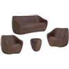 SLIDE set REBORN divano + 2 poltrone + tavolino H 45 cm MOKA BROWN - SE RBS070 BE+2 x SE RBC070 BE + SE RBT045 BE