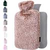 Qomfor Borsa dell'acqua calda/borsa termica - con morbida copertura in pile premium - Blu, 2L - Termoforo per crampi mestruali e comfort mestruale - Impacco caldo e freddo