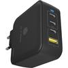 ICY BOX Caricatore GaN 100W - 3 porte USB-C e 1 porta USB-A, Power Delivery 3.0, ricarica rapida, compatto e leggero, per smartphone, tablet e notebook, modello IB-PS1040-PD.