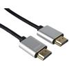 PremiumCord Cavo HDMI Slim 4K Ad Alta velocità M/M, 10,2 Gbps con Ethernet, Compatibile con Video 4K@30Hz, Full HD 1080p, Deep Color, 3D, Arc, HDR, DolbyHD, Connettori Placcati Oro, Nero/Argento, 2 m