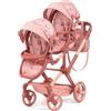 Bayer Design 26726AA carrozzina per Bambole doppia Twin XEO, passeggino gemellare, regolabile in altezza, borsa