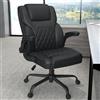 AnyGod Sedia Ergonomica da Ufficio, Poltrona Direttore Regolabile in Altezza in Pelle Sintetica, Sedia da Scrivania con Braccioli Ribaltabili,Portata 136 kg, per Lavoro da Casa e Gaming, Nera