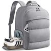 bagsmart Zaino da viaggio da donna, 30 l, zaino da viaggio per aerei, zaino da palestra con scomparto per scarpe, borsa da viaggio leggera per 15,6 pollici, impermeabile, grigio.