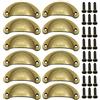 BOZONLI 12 Pezzi Maniglie conchiglia per Porta Cassetto Armadietto Cassettiera Vintage Manopole Ferro-nichel Lega Shell Semicerchio Maniglia Manopola 8,1 cmx3.5 cm Bronzo Giallo