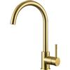 CECIPA Rubinetto Cucina Girevole a 360°, Arco Alto Miscelatore Cucina Oro con Attacco G3/8, Rubinetto Lavello Monocomando in Acciaio Inox, Dorato Spazzolato