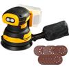 SWTHM Smerigliatrice orbitale, smerigliatrice rotonda a batteria compatibile con batterie DEWALT da 18 V motore brushless, 11000 giri/min, con sacchetto per la polvere, aspirazione e 20 fogli abrasivi