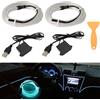 AzulLanse 2 Pezzi 5m Filo LED Auto Interni Luce,Fibra ottica Luce Car Bagliore laterale,5V USB Neon El Filo Auto Interno Atmosfera Interno Striscia Luce,1 Raschietto,2 Porta USB da 5V-Blu ghiaccio