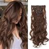Gairyan 50cm Extension Clip Capelli Ricci Mossi 7pcs Set Auburn scuro Extension Capelli Finti Clip Posticci Naturali Sintetici Morbido Lunghi Ondulati Full Head per Donna
