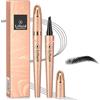 JCOTCL Matita Sopracciglia Microblading Facile Da Usare - Penna Sopracciglia Waterproof Effetto Ultra Naturale con 4 Punte Micro, Liquid Eyebrow Fork Tip Pen a Lunga Tenuta(14# nero)
