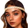 Flayem Fasce per capelli da donna con strass scintillanti, in metallo, vintage, elegante, per feste e uso quotidiano (oro, M)