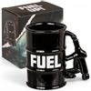MIJOMA FUEL Tazza da 360 ml - Tazza da caffè con manico in gres porcellanato nero tazza regalo per gli appassionati di auto e officina