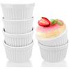 Comzantor Pirofila da Forno, 6 Pirottini Stampi per Ceramica, Mini Cocotte per Friggitrice ad Aria, Stampo Muffin, Cocotte per Budino, Soufflé, Gelati, per Forno ad Aria, Microonde, Bianco