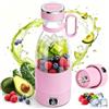 Spardar Bottiglia Frullatore Portatile 350 ml, con Display LED Intelligente, Mini Drullatore Ricaricabile USB da 3000 mAh per Frullati Proteici, Frullati di Ghiaccio e Frutta Congelata, Rosa