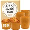 FAH FAMILY AT HOME Stampo Mini Panettone 80 gr - 50 Stampi per Panettoncino, Pirottini Panettone Professionale, Carta Naturale di Pura Cellulosa ad Alta Densità, Resistente al Calore 200°C