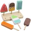 Pellinch Gelateria per bambini in legno di gelato, 6 pezzi giocattoli per gelato per bambini, negozio di acquisti accessori in legno con supporto, accessori per negozi regalo per ragazze ragazzi montessori