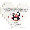 ZesGlyxyr I Love You Regali per lui lei, Targa a Forma di Pinguino a Forma di Cuore, Pietre da Costruzione a Forma di Cuore Pinguino per Anniversario e Anniversario di Matrimonio