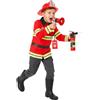 Morph Costume Pompiere Bambino, Costume Halloween Bambino | Giacca Rossa, Cappello, Megafono & Estintore, Alta Visibilità, Perfetto per Halloween, Ideale per il Gioco di Ruolo