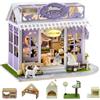 CUTEROOM Set per la realizzazione fai-da-te di una casa delle bambole in legno - miniatura casa per gatti CAT Shop con mobili, set creativo per la costruzione di modelli per bambini e adulti