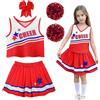 PIXUYE Costume da cheerleader bambine Vestito da cheerleader ragazze con pompon e calzini uniforme Vestiti Carnevale Bambina per Halloween Carnevale Festività set per feste di compleanno，Pink-120