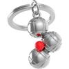 O meta[l]morphose Meta[l]morphose MTM141 - Portachiavi a forma di bocce argentate e maialino rosso, 7,5x3,5x1,5 cm