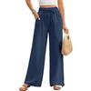 Niwicee Pantaloni Donna Estivi Eleganti Pantaloni Leggeri Comodi Pantaloni Traight Larghi Pantaloni Tinta Unita Casual Donna con Tasche Coulisse Pantaloni Palazzo 100% Cotone Pants (Nero, S)
