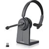 Nuroum HP31S(3rd Gen) Cuffie con Microfono Bluetooth,Cuffie Wireless ENC a Cancellazione di Rumore,Stazione di Ricarica, USB-A&C/Bluetooth 5.4/Dongle, 45H per Cuffie Call Center/Lavoro/Camion/Chiamate