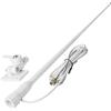 UAYESOK VHF Antena de radio marina impermeable de fibra de vidrio 1.1M Antena con 7m RG-58 Cable PL259 / Soporte de base ajustable para barco, Coche, ATV UTV (Blanco)