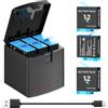 melasta 1800mAh Batteria per GoPro Hero 12/11/10/9 Series | Ricarica Rapida Batteria Fotocamera, Batterie Ricaricabili da 1800mAh (3 Batteria + 1 Caricatore)
