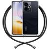 ANFAIRLACE Cover Cordino Compatibile con Realme 14 5G / 14T 5G / P3 5G, Custodia Trasparente TPU Morbido Silicone Regolabile Antiurto Collana Chiaro Case, Nero
