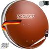 SCHWAIGER Sistema SAT Set satellitare Parabola satellitare Quad LNB digitale 8x connettore F 7mm acciaio Antenna SAT completa rosso mattone 75 x 85cm