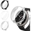 iVoler 3 Pezzi Clear Cover con Pellicola Protettiva per Amazfit Active 2 (Round Edition), Copertura Completa Custodia Anti-Graffio Ultra Sottile Morbida TPU Case, Trasparente + Nero + Argento