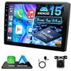 Motorsi 8Core 4GB+64GB Processore Qualcomm 2 Din Autoradio con Carplay Android Auto, 10 Bluetooth Auto Stereo con Schermo, USB,GPS, 5G WiFi, DSP, Mirror Link, EQ,FM/RDS + Telecamera