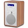 LEMEGA CR2+ Radio Digitale DAB/DAB+/FM, Alimentata dalla Rete, Doppio Allarme Orologio, Timer per Dormire in Cucina, 20 Preimpostate, Uscita Cuffie, Effetto Legno - Finitura Noce