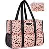 IBFUN Borsa tote da donna con zip, M-rosa leopardato, Medium