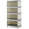 Amazon Basics Contenitori di Stoccaggio Impilabili a 4 Ripiani con Ruote, 21,7L per Ripiano, Contenitori Pieghevoli con Coperchi, 82.6 x 39.1 x 27.2 cm, Grigio/Beige