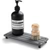 Razborci Tappetino scolapiatti per cucina e bagno, vassoio in pietra assorbente per lavello, vassoio in diatomite per bagno, nero, rettangolare, 25,4 cm L x 10 W x 2 H