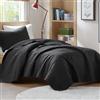 Comfort Spaces Kienna CS14-1273 - Set di biancheria da letto doppia, con cuciture su entrambi i lati, per tutte le stagioni, leggero, con copriletto abbinato, 2 pezzi, colore nero