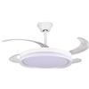 DRW Ventilatore da soffitto con Luce e 4 Pale retrattili in Bianco caelus 53x106x106 cm