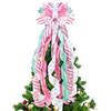 FineCheer Puntale per albero di Natale pastello, grande fiocco di Natale, rosa, blu, bianco, fiocco regalo per Natale, matrimonio, Ringraziamento, decorazione per interni ed esterni, 110 x 30 cm