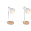 Briloner - Lampada da tavolo, orientabile, E14, max.10W, lampada da comodino, lampada da scrivania, lampade da comodino, lampada scrivania, lampada comodino camera da letto, 14x38 cm, legno bianco