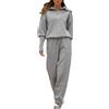 AOHITE Tuta Donna 2 Pezzi A Maniche Corte Con Pantaloni A Gamba Larga - Tessuto Elasticizzato, Grigio, Taglia Small