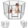 Paitsy Recinto per cani, cuccioli e conigli GARDEO80x100x6, 6 pannelli 80X100cm, 1,28M2, modulabile, per interni ed esterni, pieghevole, garanzia 5 anni, Paitsy
