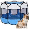 LUPATDY Recinto per Cani da Interno, Portatile Box Cani per Interno ed Esterni, Box Pieghevole per Cane e Gatti, Kennel Cane Piccolo, Gabbia per Gatto, Cucciolo Conigli, 74 x 74 x 43 cm (Blu)