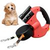 BAIFULAI Guinzaglio retrattile per 2 cani, 3 m, doppio guinzaglio per 2 cani con luce, impugnatura antiscivolo, allungabile, guinzaglio per cani di piccola e media taglia (rosso)