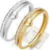 J.Fée 2PCS Anello Donna Argento 925 Con Zirconi 5A, Anelli Donna Oro Regolabile, Fidanzamento Anello Promessa Anelli in una Confezione Regalo, Elegante Gioiello Regalo Donnas, Oro+Argento